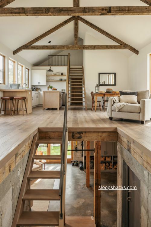 barndominium floor plan with finished basement walkout rec room and flexible living space