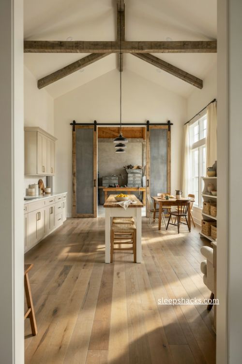 barndominium floor plans with open kitchen vaulted living room and workshop 