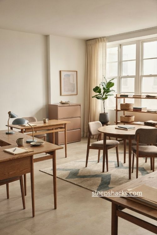 business office interior design work spaces with smart layout calm colors and organized storage 