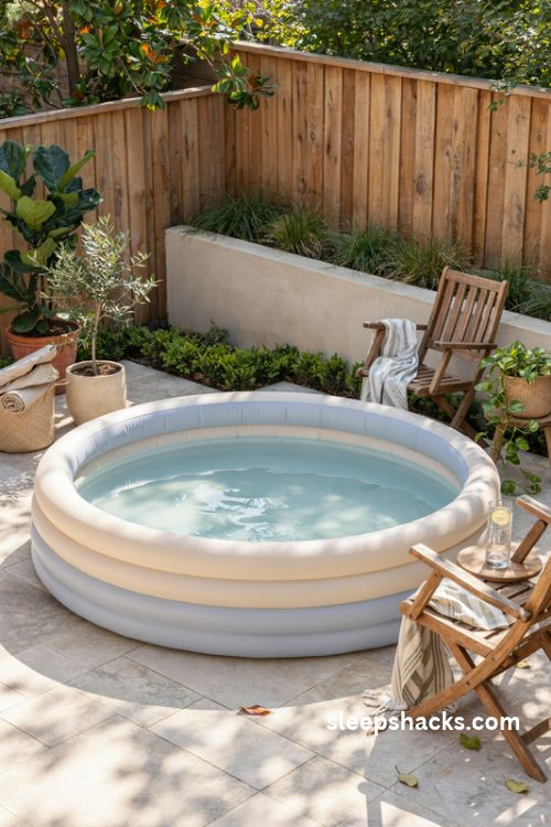 compact inflatable pool for small patios and cozy townhouse backyards