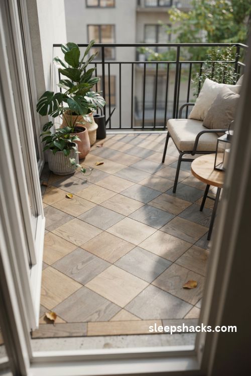 composite deck tiles for a low maintenance modern balcony floor