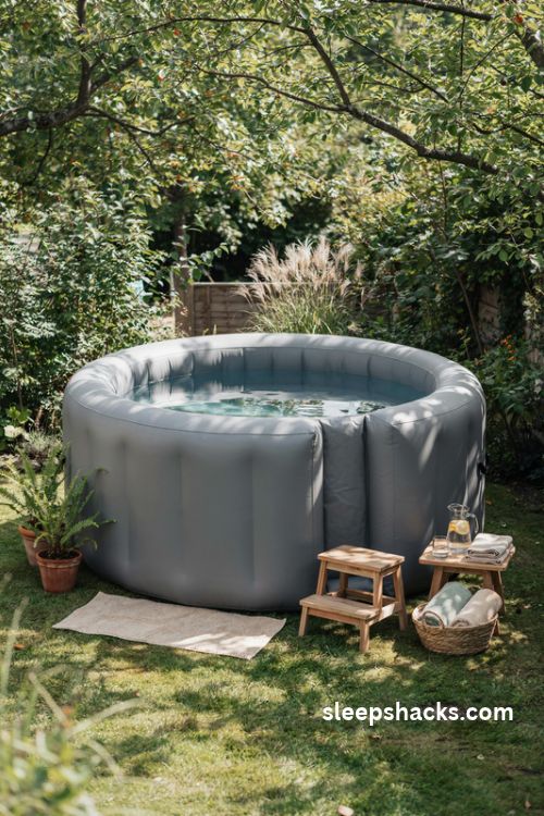 deep inflatable pool for adults to cool off and relax in the backyard