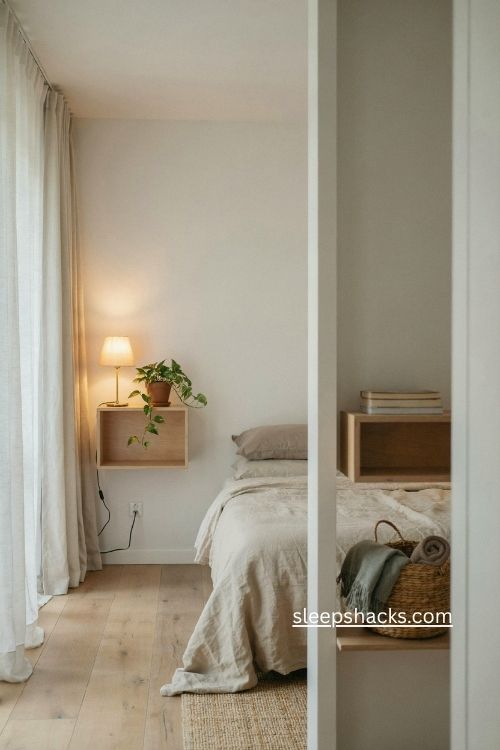 floating ikea nightstands for a small cozy bedroom