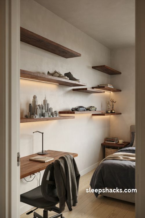floating wood shelves for older boys bedroom collections and stylish display ideas