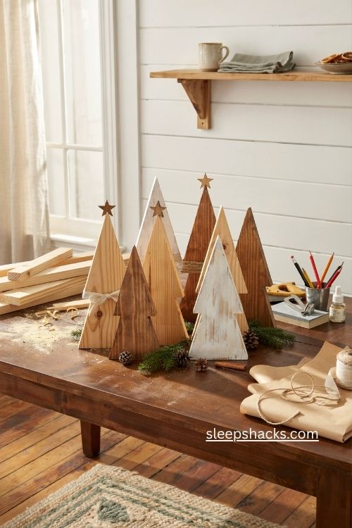 handmade 2x4 Christmas trees diy batch natural stained whitewashed holiday gifts craft market decor 