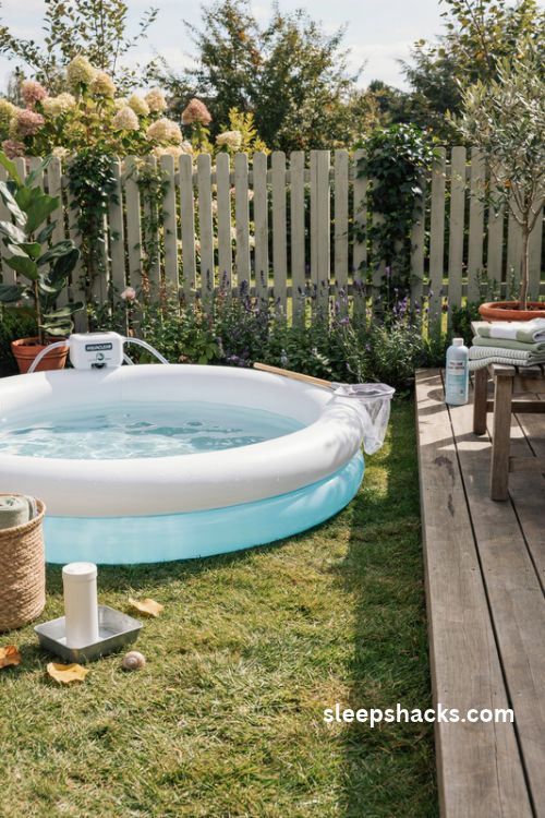 inflatable pool with a filter pump for clean clear water and easy backyard maintenance