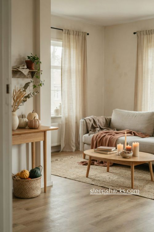 modern thanksgiving decor with muted colors natural textures and cozy candlelight 