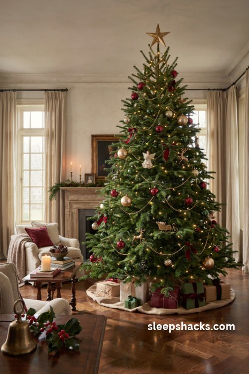 oversized christmas tree ideas with large statement ornaments warm white lights and elegant holiday decor