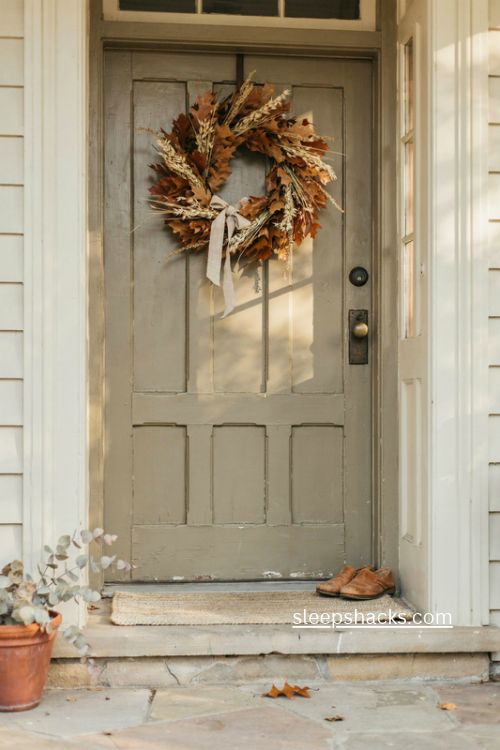 oversized thanksgiving wreath with oak leaves wheat and natural front door decor 