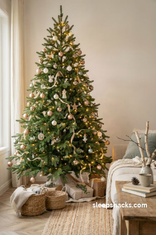 prelit christmas tree ideas with warm white lights natural branches and easy elegant holiday decor