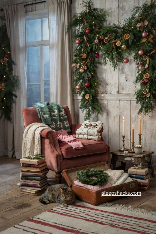 ugly sweater and pajama christmas book club party ideas with cozy books and festive photo decor 