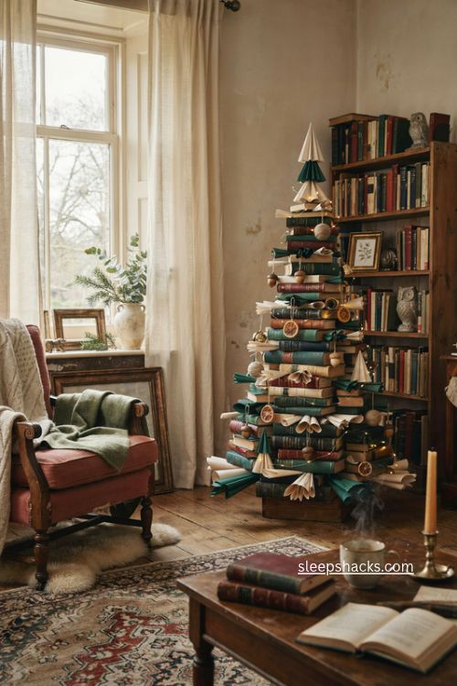 unconventional christmas tree ideas homemade christmas tree decor creative holiday living room vintage christmas decorating