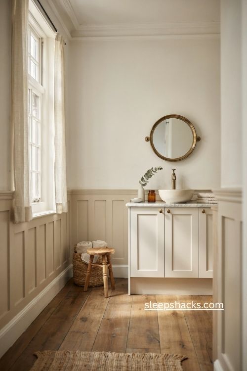 white bathroom with wall molding paneled wainscot and elegant trim 